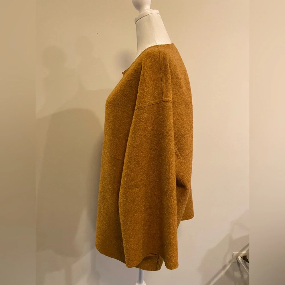Eileen Fisher Melange Alpaca Wool Women's Open Front Rust Coat size X-Large